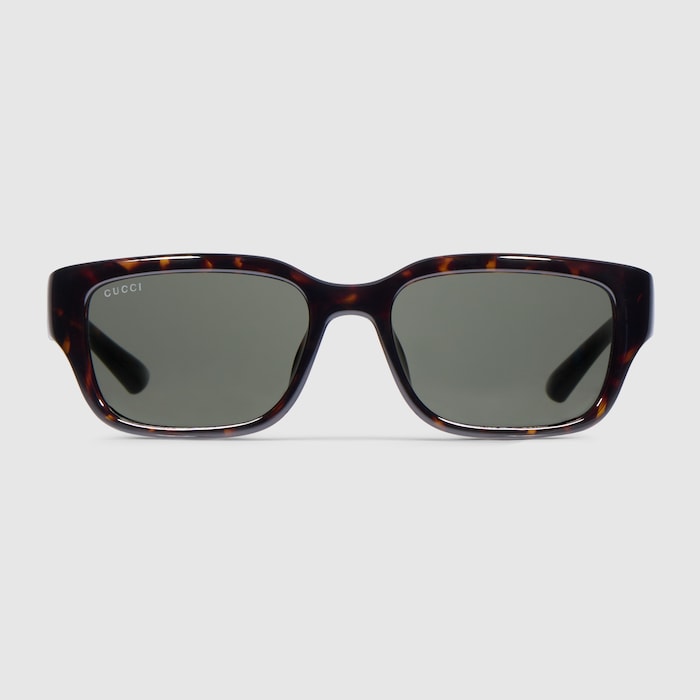 Low nose bridge fit rectangular sunglasses in brown tortoiseshell