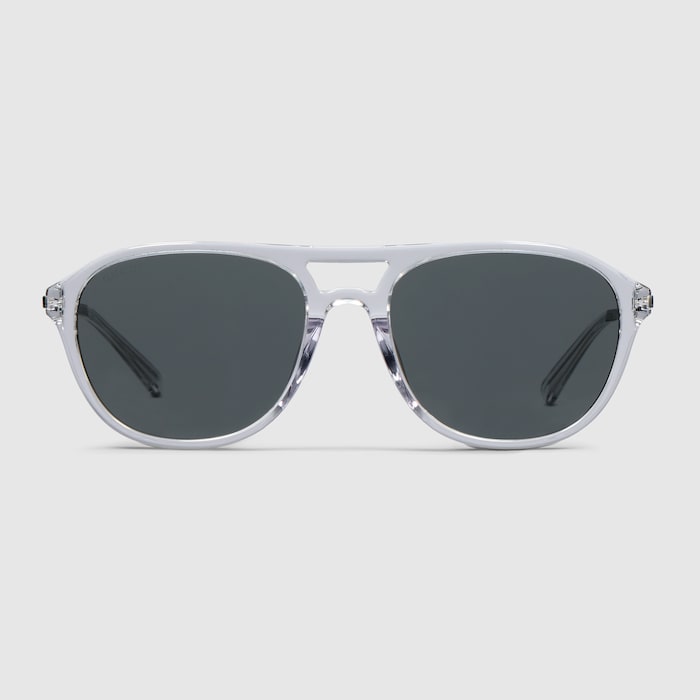 Specialized-fit navigator sunglasses in transparent grey | GUCCI® US