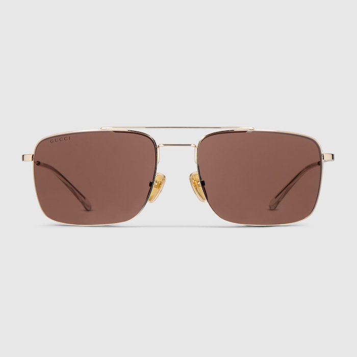 Specialized-fit navigator sunglasses in gold-toned | GUCCI® US