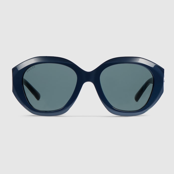 Geometric-frame sunglasses in blue | GUCCI® US