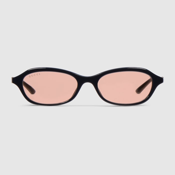 Oval-frame sunglasses in black | GUCCI® US