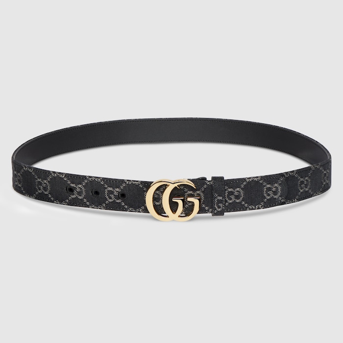 GG Marmont belt in black GG denim | GUCCI® US display picture 3