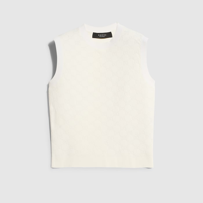 GG fine viscose jacquard top in white | GUCCI® ZA