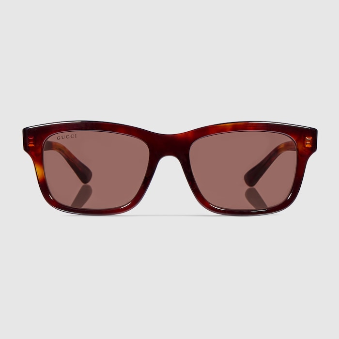 Rectangular-frame sunglasses in brown | GUCCI® CA