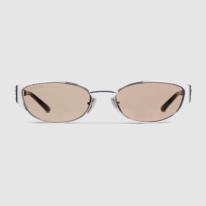 Gucci Cream Oval Cat-Eye Sunglasses with Silver Logo Gucci GG1660S Oval Sunglasses in Ivory White | Designer Daydream main image 4