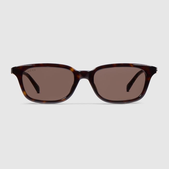 Rectangular-frame sunglasses in brown tortoiseshell | GUCCI® RO