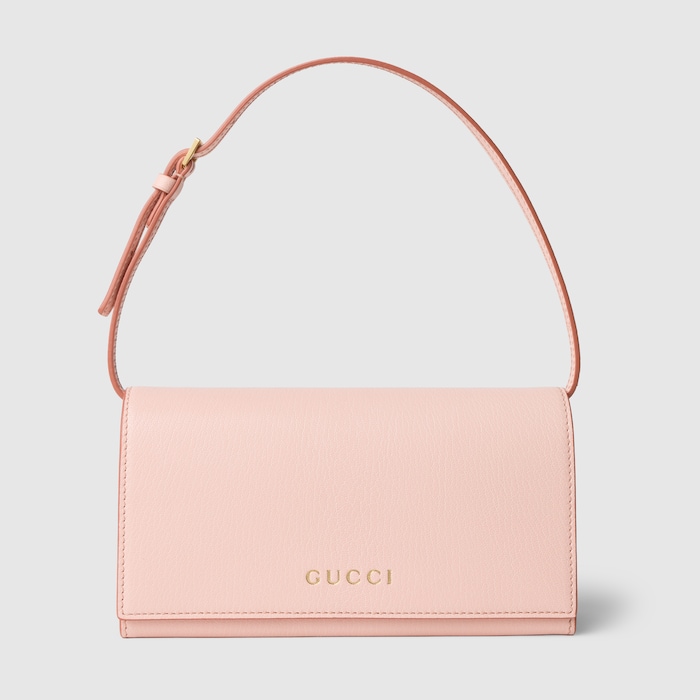 グッチ レタリング ミニ ポーチ ・ライトピンクレザー | GUCCI公式