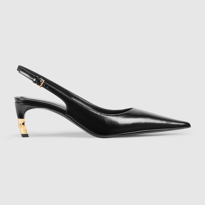 Women's Castello slingback in black leather | GUCCI® CA