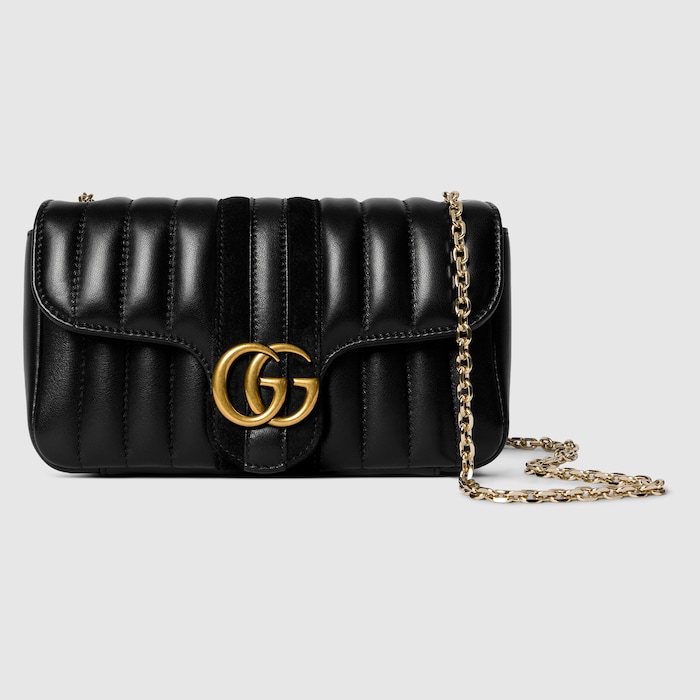 Jetset GG Marmont small shoulder bag in black leather | GUCCI® US