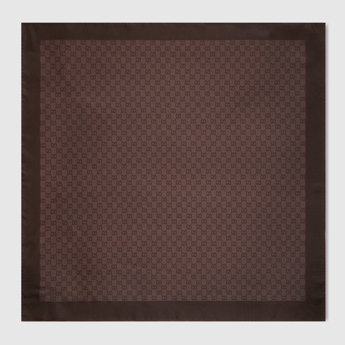 GG silk twill jacquard carré in brown | GUCCI® US