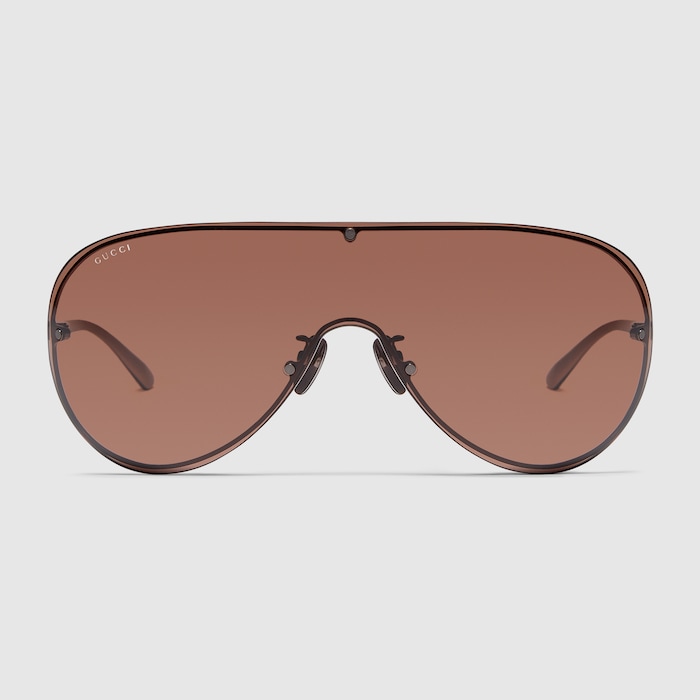Mask frame sunglasses in brown | GUCCI® US