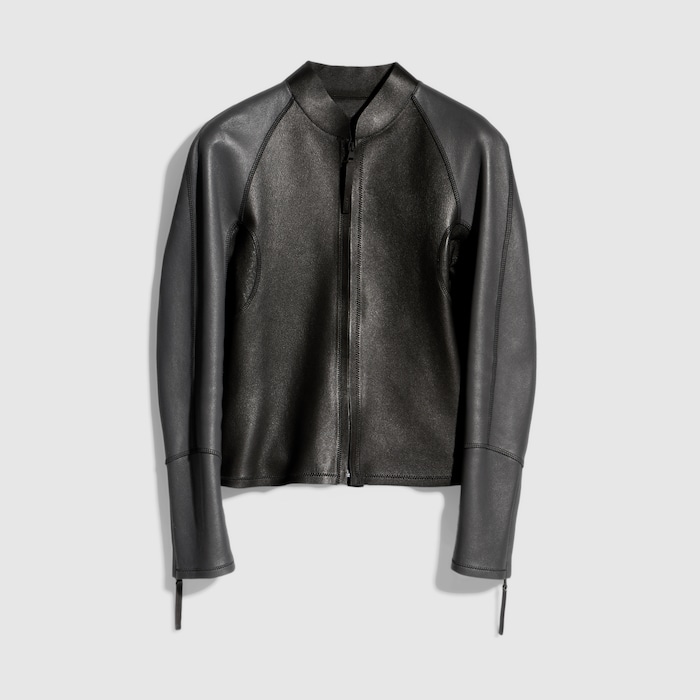 グレイニーレザー ジップジャケット ・ブラック | GUCCI公式