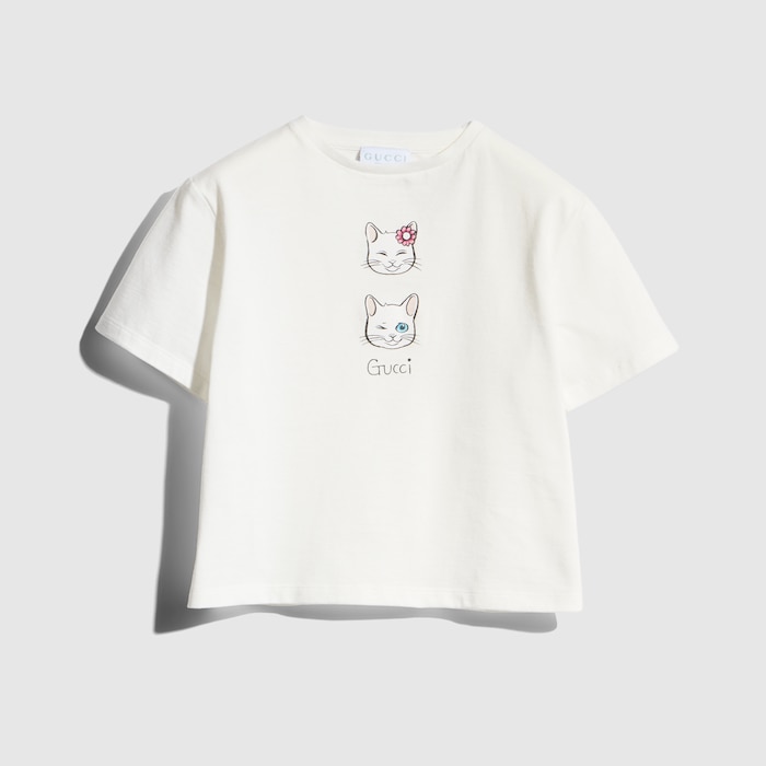 Children's cotton T-shirt with print in white | GUCCI® US