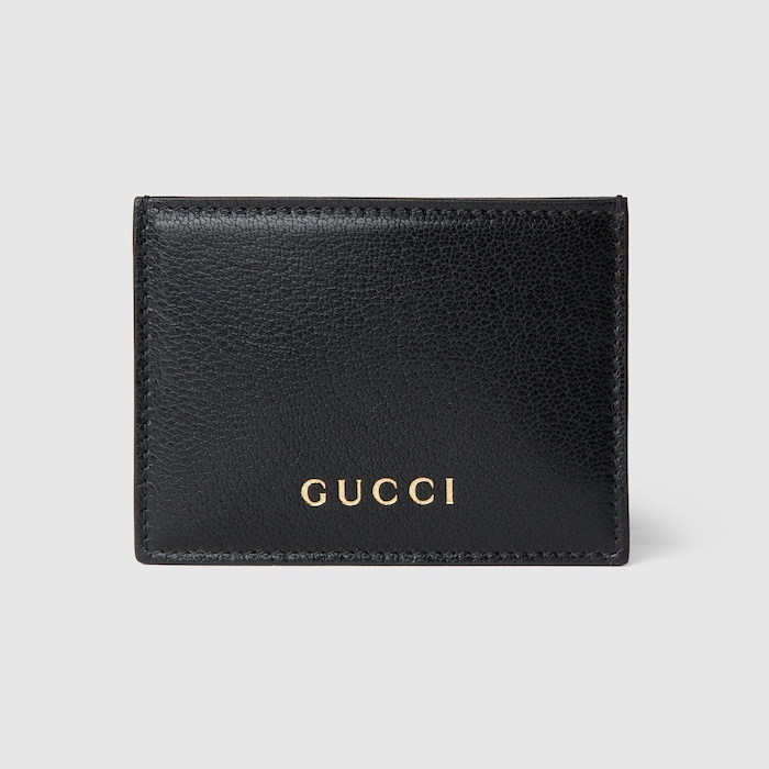 Card case with Gucci lettering in black leather | GUCCI® US