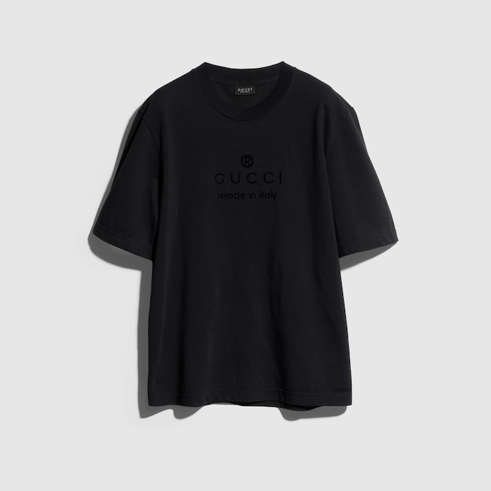 Cotton jersey T-shirt with print in black | GUCCI® US