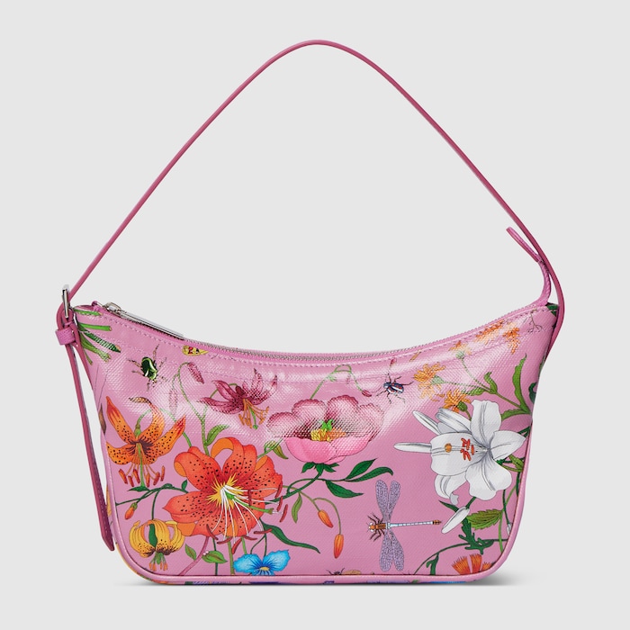 Lady Lunetta small shoulder bag in pink and multicolor canvas