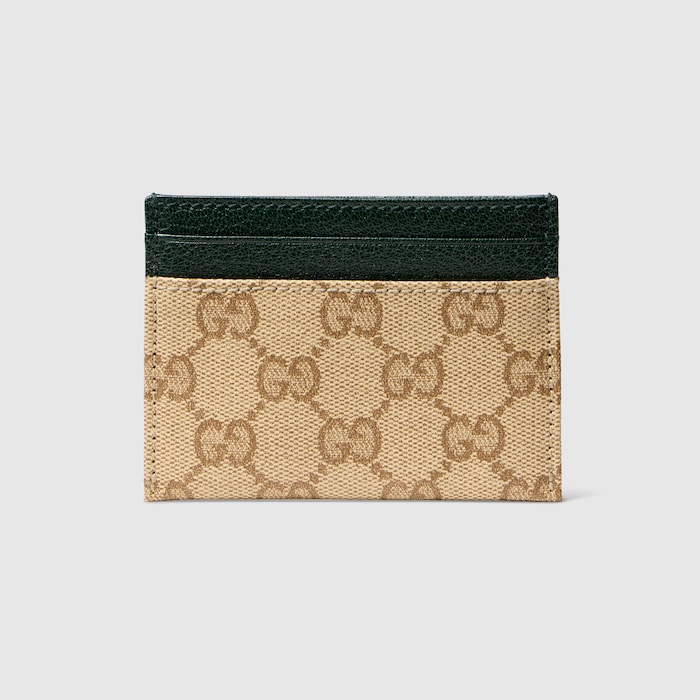 Gucci Essence Classic card case in sand and brown coated GG canvas