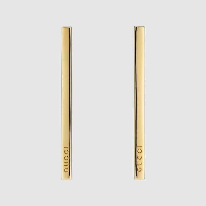 Long bar earrings in gold-toned brass | GUCCI® US