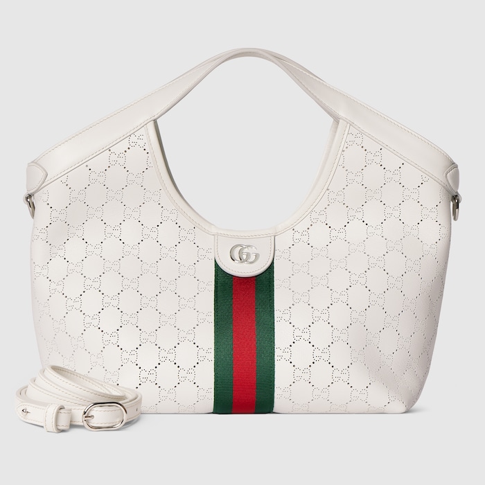 Gucci Giglio small tote bag in white GG leather | GUCCI® US
