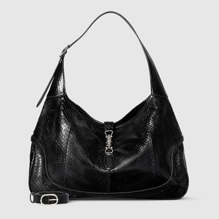 Gucci Jackie 1961 large python bag in black | GUCCI® US