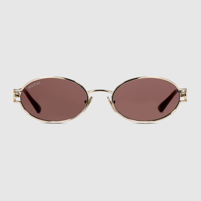 Rectangular-frame sunglasses in gold-toned | GUCCI® US