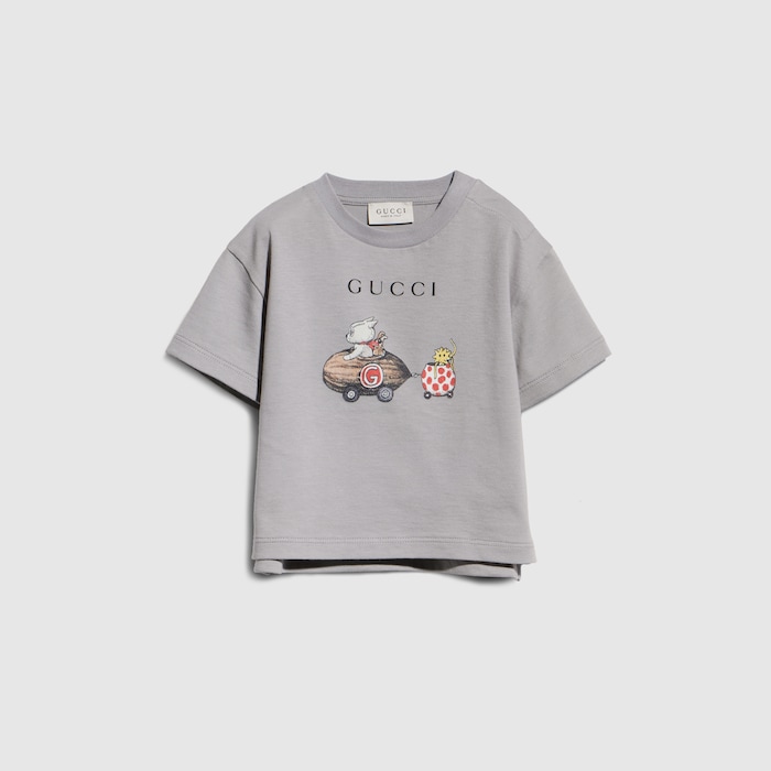 Baby cotton T-shirt with print in grey | GUCCI® US