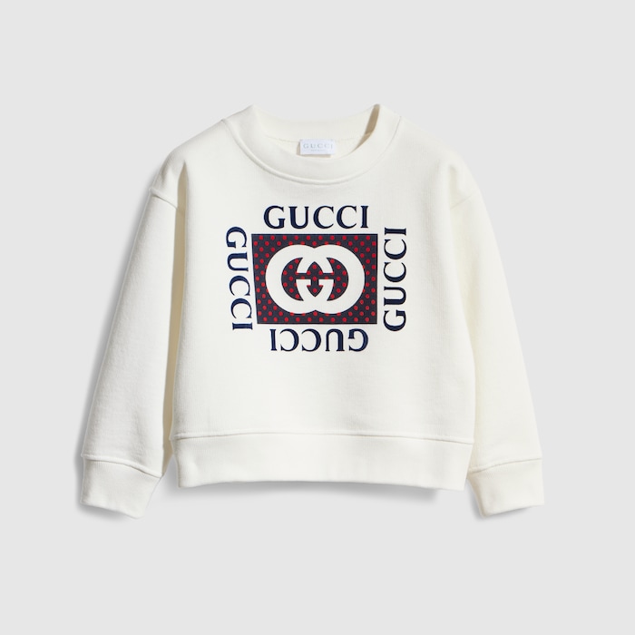 Children's cotton sweatshirt with print in white | GUCCI® FI