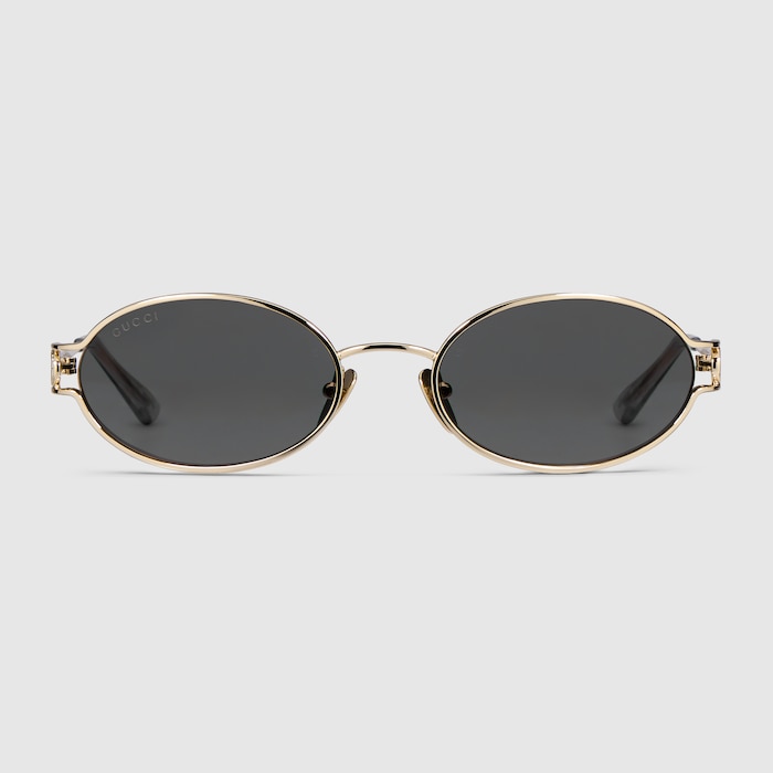 Rectangular-frame sunglasses in gold-toned | GUCCI® US