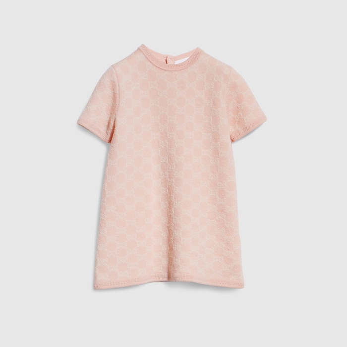 Baby GG wool jacquard dress in light pink | GUCCI® TR