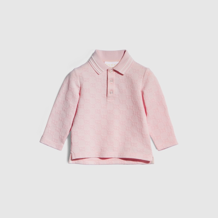Baby GG cotton polo shirt in light pink | GUCCI® SI
