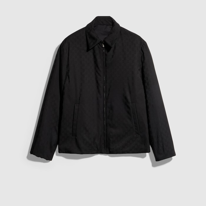 Reversible wool and nylon zip jacket in black | GUCCI® US