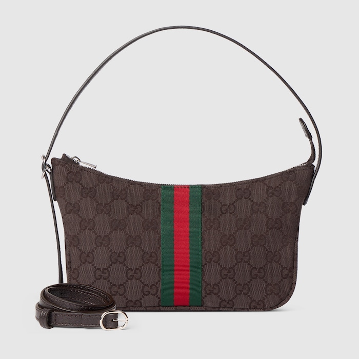 Lunetta small crossbody bag in dark brown GG canvas | GUCCI® SG