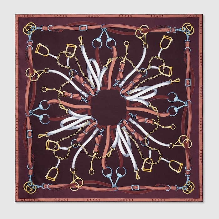 Printed silk twill carré in multicolor | GUCCI® US
