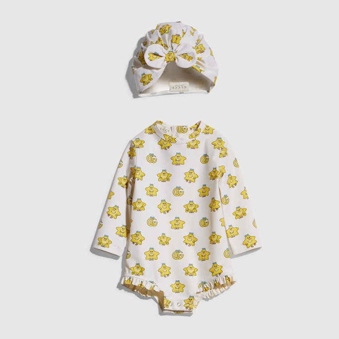 Baby fabric swim set in white | GUCCI® US