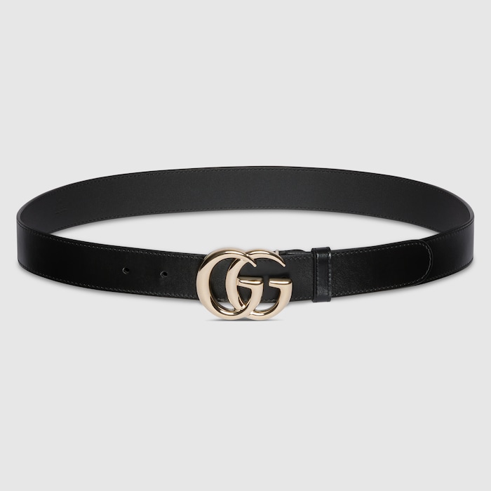 GG Marmont thin belt in black leather | GUCCI® US