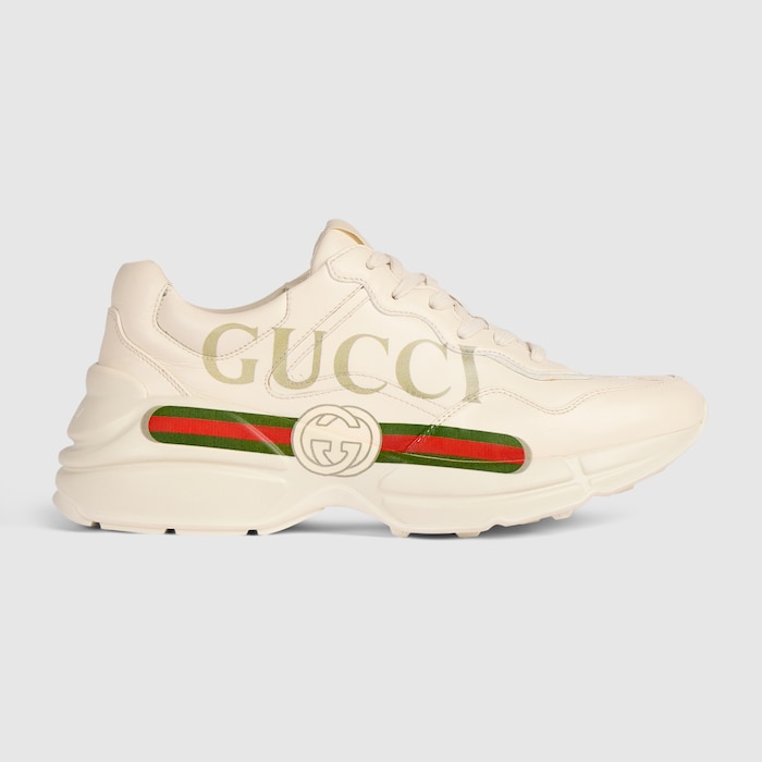 Women's Ivory Leather Rhyton Vintage Gucci Logo Sneaker | GUCCI® CA