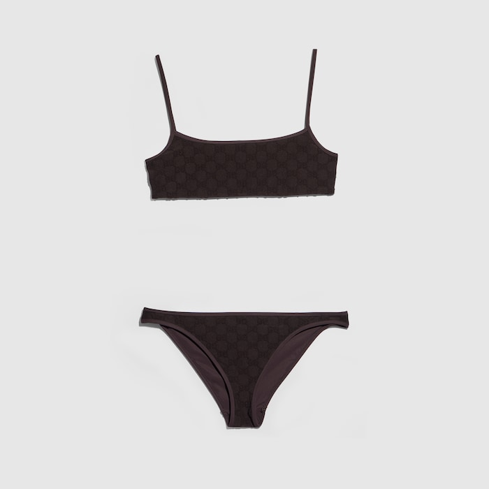 GG stretch jersey bikini in dark brown | GUCCI® US