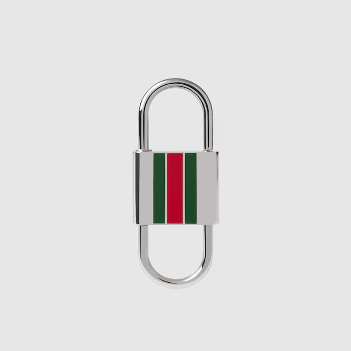 ウェブ エナメル キーチェーン ・パラジウムトーン ブラス | GUCCI公式