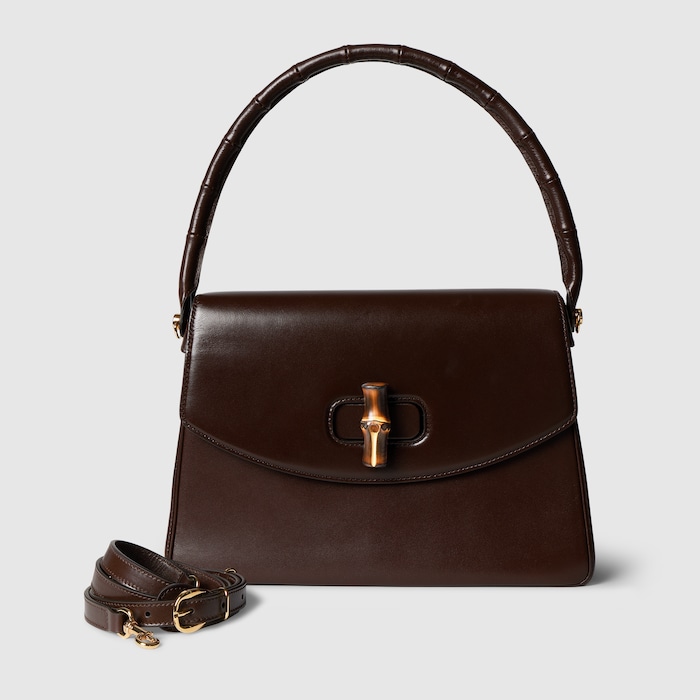 Bamboo Vendetta medium top handle bag in dark brown leather