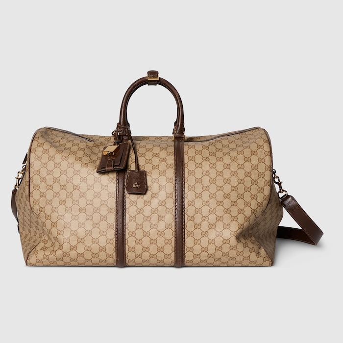Gucci Essence Classic large duffle bag in sand and brown GG canvas