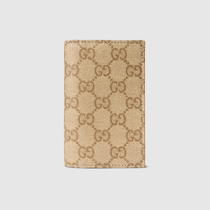 Gucci Essence Classic card case in sand and brown GG canvas