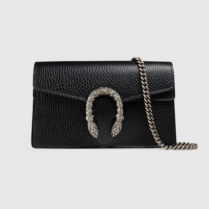Black Leather Dionysus Super Mini Bag | GUCCI® US