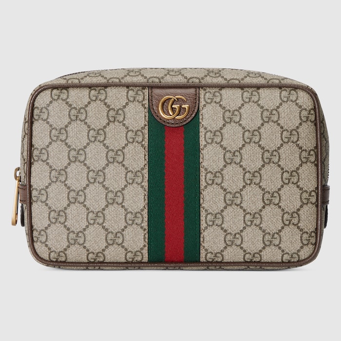 Gucci Savoy〕スモール コスメティックケース ・ベージュ＆エボニー GG