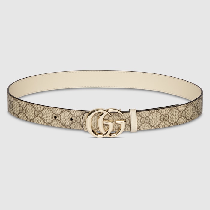 Reversible GG Marmont belt in beige Supreme and ivory leather