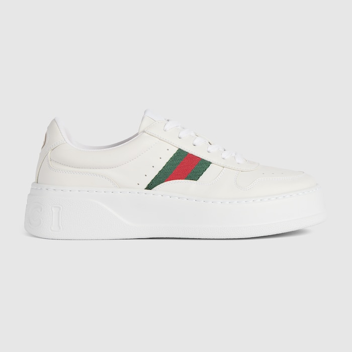 Women's chunky sneaker in white leather | GUCCI® CA