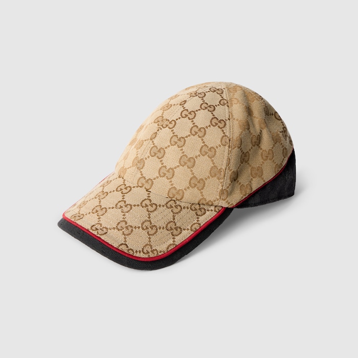 GUCCI　帽子 GG cotton canvas baseball hat in sand and black | GUCCI® US