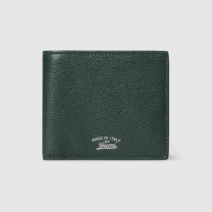 Lira bi-fold wallet in dark green leather | GUCCI® US
