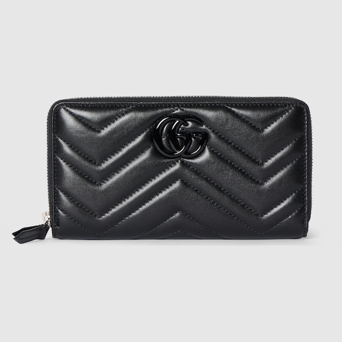 GG Marmont zip around wallet in black leather | GUCCI® US