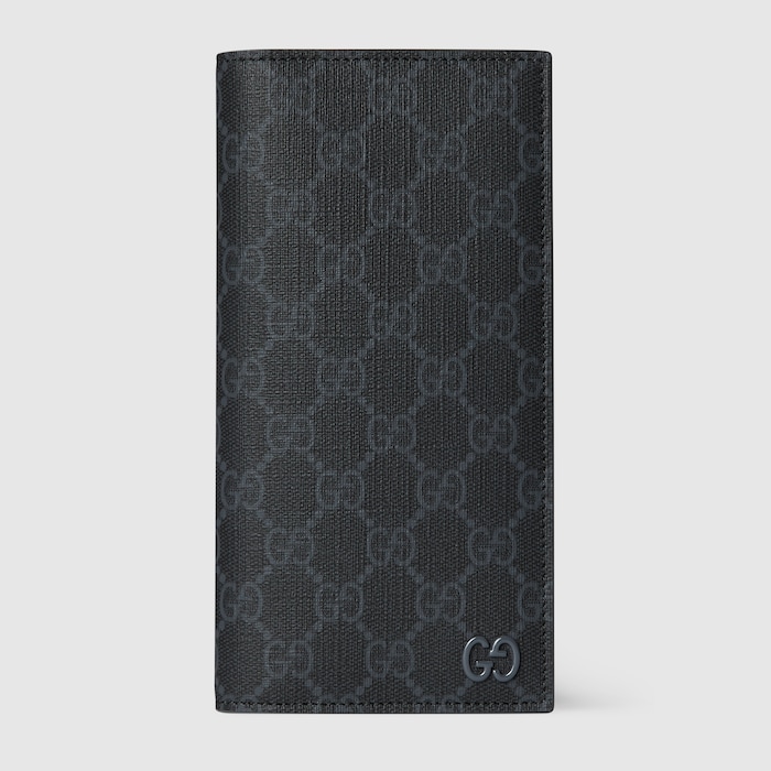 Grey interior GG long wallet in black GG Supreme | GUCCI® SI