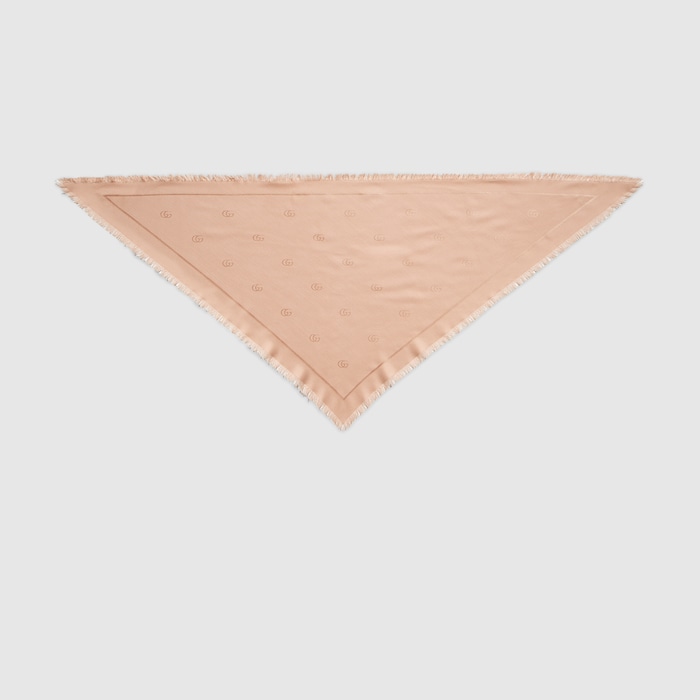 Double G silk wool shawl in beige | GUCCI® US